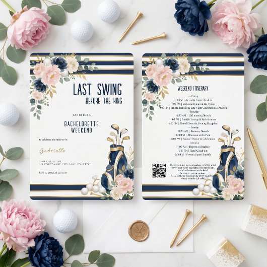 Golf Bachelorette Weekend Invitation & Itinerary 招待状