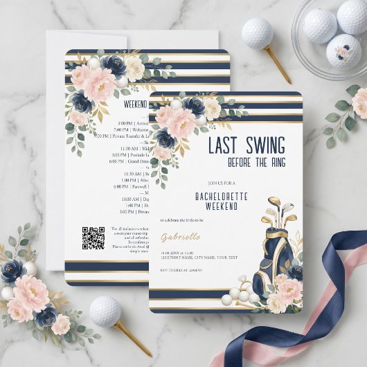 Golf Bachelorette Weekend Invitation & Itinerary 招待状