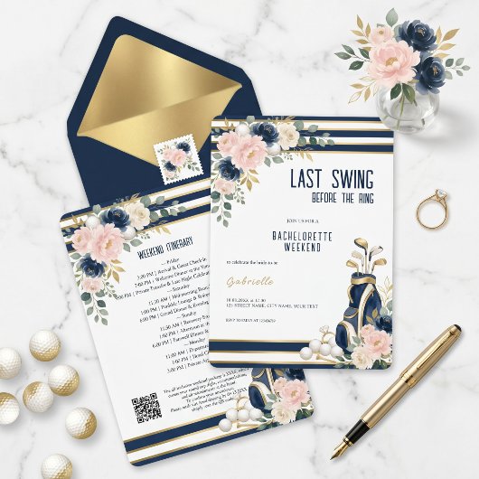 Golf Bachelorette Weekend Invitation & Itinerary 招待状