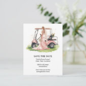 Golf  Bachelorette woman golfer is golfing  ポストカード (スタンド正面)