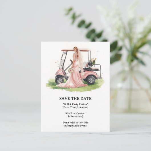 Golf  Bachelorette woman golfer is golfing  ポストカード (スタンド正面)