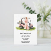 Golf  Bachelorette woman golfer is golfing  ポストカード (スタンド正面)