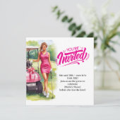 Golf Bachelorette Woman Golfer Is Golfing 招待状 (スタンド正面)