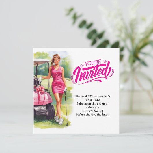 Golf Bachelorette Woman Golfer Is Golfing  招待状 (スタンド正面)