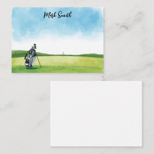 Golf Bag on the Course with Name for Golfer ノートカード (正面/裏面)