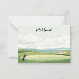 Golf Bag on the Course with Name for Golfer ノートカード