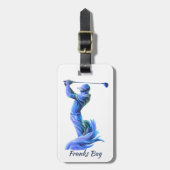 Golf Bag, Silhouette, blau, grün, dein Name ラゲッジタグ (正面縦)