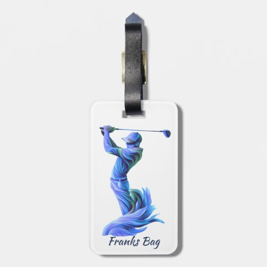 Golf Bag, Silhouette, blau, grün, dein Name ラゲッジタグ (裏面縦)