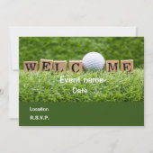 Golf ball and tee Welcome party invitation card 招待状 (正面)