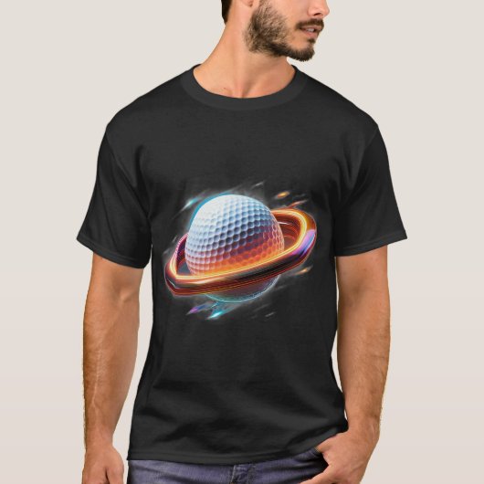 Golf Ball As Saturn Planet,スポーティ素晴らしデザイン Tシャツ (正面)