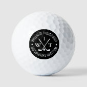 Golf Ball b&w Monogrammed Stylish Golfers ゴルフボール (正面)