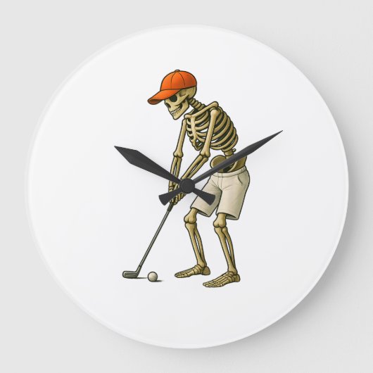 Golf Ball Costume - Pumpkin Skull Golf PWall Clock ラージ壁時計 (正面)