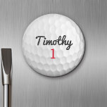 Golf Ball Dimples with Black Name Red Number マグネット<br><div class="desc">A sporty and manly pattern for the guys and boys in your family.This sports design is perfect for any athlete. It looks like a photo of a gold ball. You can use this as a Happy Birthday favor and include the number years old in the number area.</div>