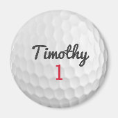 Golf Ball Dimples with Black Name Red Number マグネット (正面)