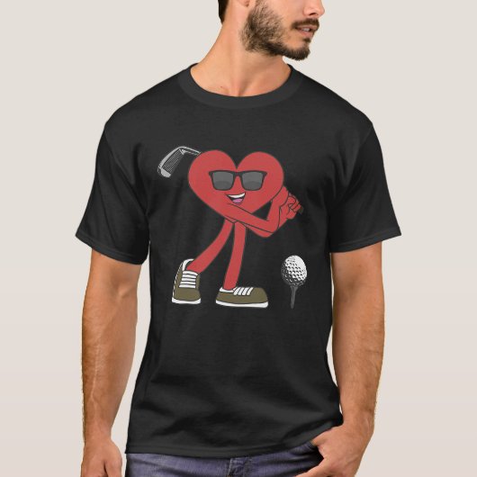 Golf Ball Happy Valentine's Day Heart Love Married Tシャツ (正面)