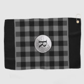 Golf ball monogrammed grey buffalo plaid custom ゴルフタオル (横)