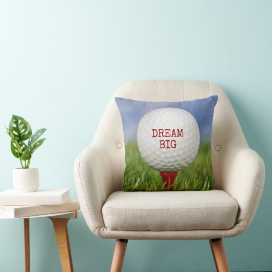 Golf Ball On Red Tee with Quote クッション (椅子)