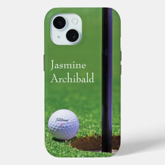 Golf ball on the edge of cup Close-up Personalize Case-Mate iPhoneケース (裏面)