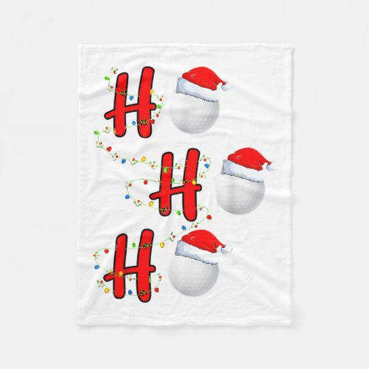 Golf Ball Santa Hat Ho Ho Ho Men Women Christmas X フリースブランケット (正面)