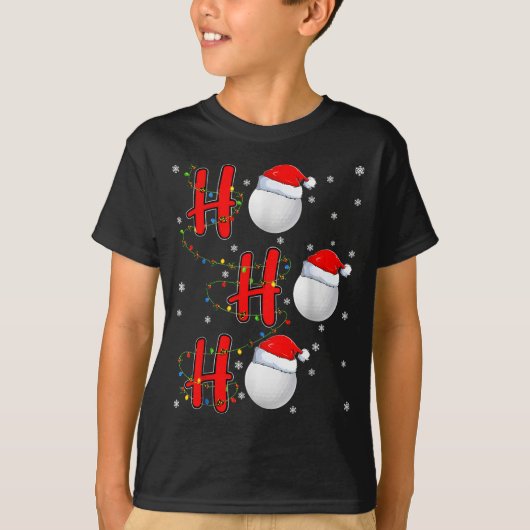 Golf Ball Santa Hat Ho Ho Ho Men Women Christmas X Tシャツ (正面)