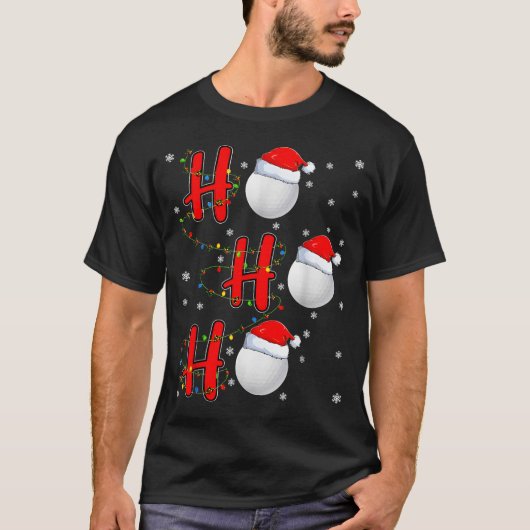 Golf Ball Santa Hat Ho Ho Ho Men Women Christmas X Tシャツ (正面)