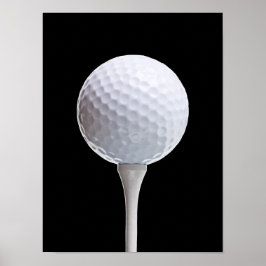 Golf Ball & Tee on Black - Customized Template ポスター