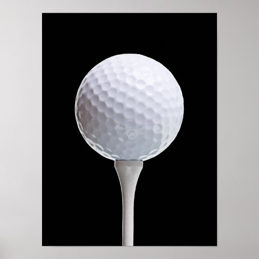 Golf Ball & Tee on Black - Customized Template ポスター (正面)