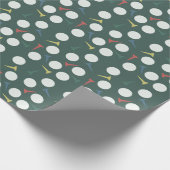 Golf Ball & Tee Pattern Dark Green ラッピングペーパー (角)