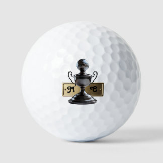 Golf Ball Trophy w/ Engraved Typography Initials  ゴルフボール