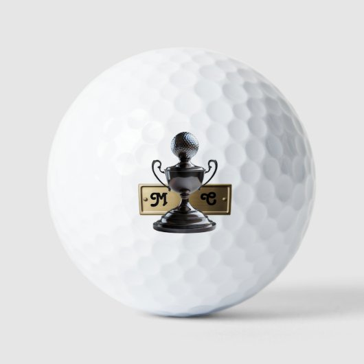 Golf Ball Trophy w/ Engraved Typography Initials  ゴルフボール (正面)
