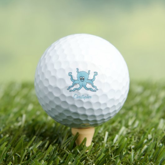 Golf Balls Blue Octopus Design ゴルフボール (インサイチュ 木)
