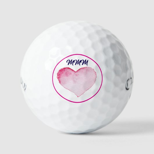 Golf Balls CUSTOM INITIAL WATERCOLOR PINK HEART ゴルフボール (正面)