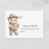 Golf Bear Lets Par - Tee Baby Shower Diaper Raffle エンクロージャーカード (正面)