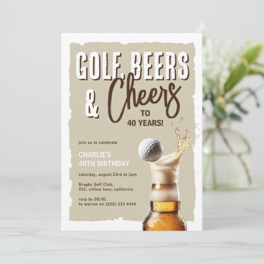 Golf, Beers & Cheers to 40 Years Birthday 招待状 (スタンド正面)