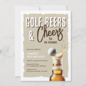 Golf, Beers & Cheers to 50 Years Birthday 招待状 (正面)
