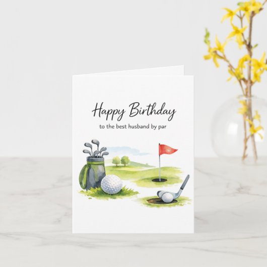 Golf Birthday Card for Husband カード (黄色い花)