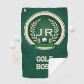 Golf Boss Heraldry Emblem Custom Name Ivory Green ゴルフタオル (インサイチュ)