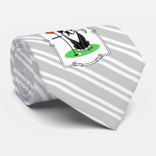 Golf Boston Terrier (black) Cute Dog ネクタイ (ロール)