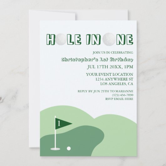 Golf Boy 1st Birthday 招待状 (正面)