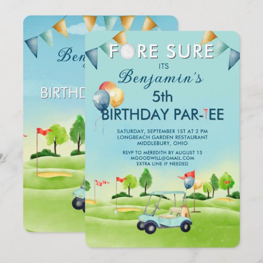 Golf Boy 5th Birthday Par-Tee   招待状 (正面/裏面)
