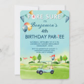 Golf Boy Fourth 4th Birthday Par-Tee   招待状 (正面)