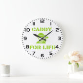 Golf Caddy for Life Quote Lime Green ラージ壁時計 (ホーム)