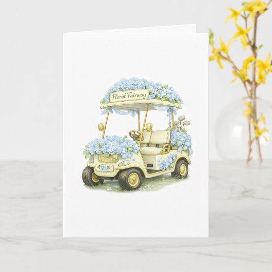 Golf Cart Birthday or Encouragement Card カード (黄色い花)