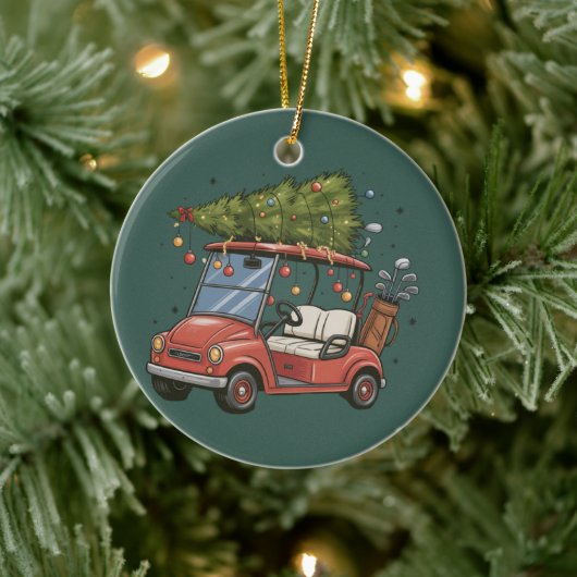 Golf Cart Christmas Tree Golf Lover Gift セラミックオーナメント (ツリー)