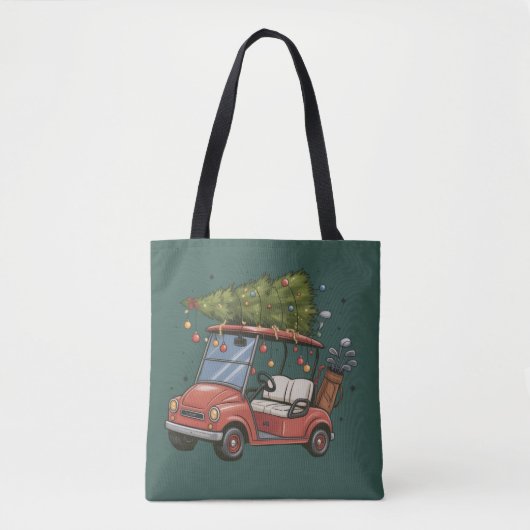 Golf Cart Christmas Tree Golf Lover Gift トートバッグ (正面)
