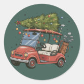 Golf Cart Christmas Tree Golf Lover Gift ラウンドシール (正面)