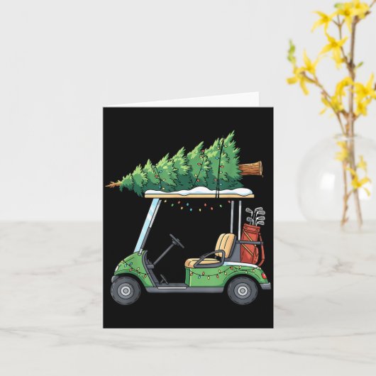 Golf Cart Christmas Tree Lights Funny For Men Wome カード (黄色い花)