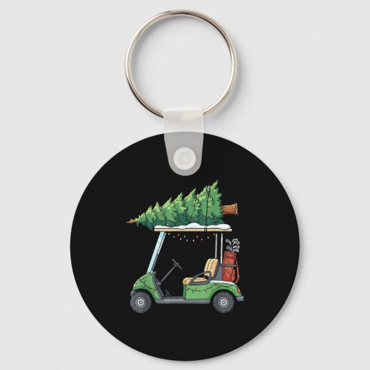 Golf Cart Christmas Tree Lights Funny For Men Wome キーホルダー (正面)