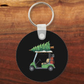 Golf Cart Christmas Tree Lights Funny For Men Wome キーホルダー (正面)