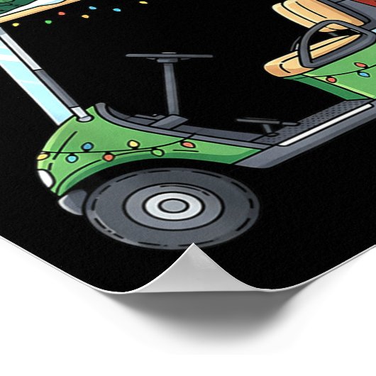 Golf Cart Christmas Tree Lights Funny For Men Wome ポスター (角)